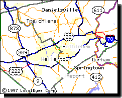 MAP TO BETHLEHEM FROM RT 22 or US78